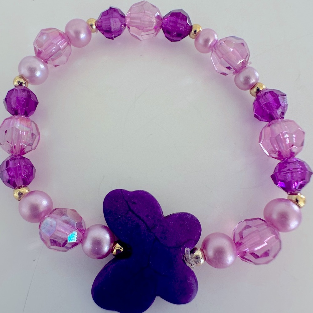 Purple & Pink Butterfly Stretch Bracelet
